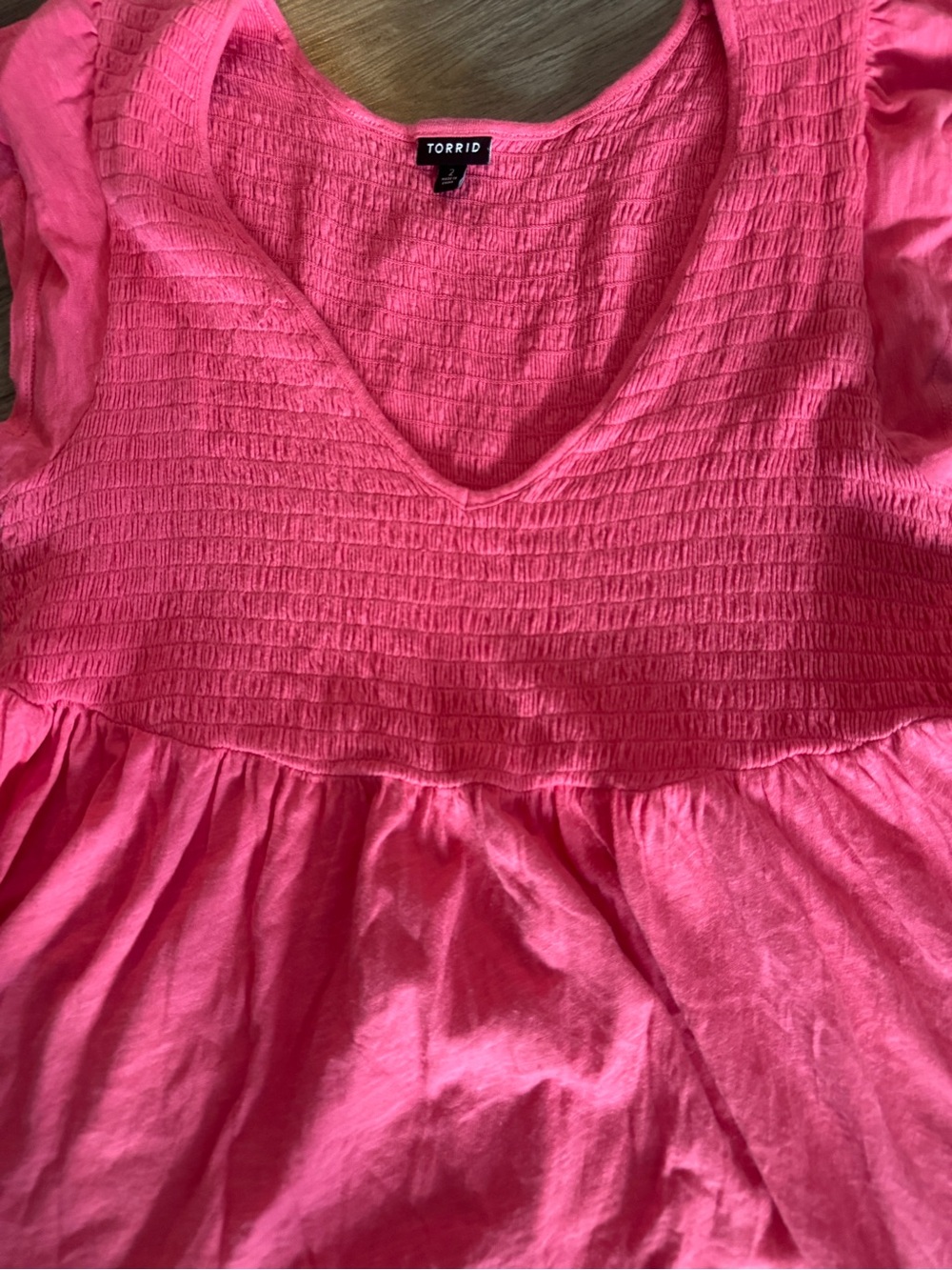 Torrid Pink Smocked Empire Waist Flutter Sleeve Peplum Top size 2X - Picture 9 of 9